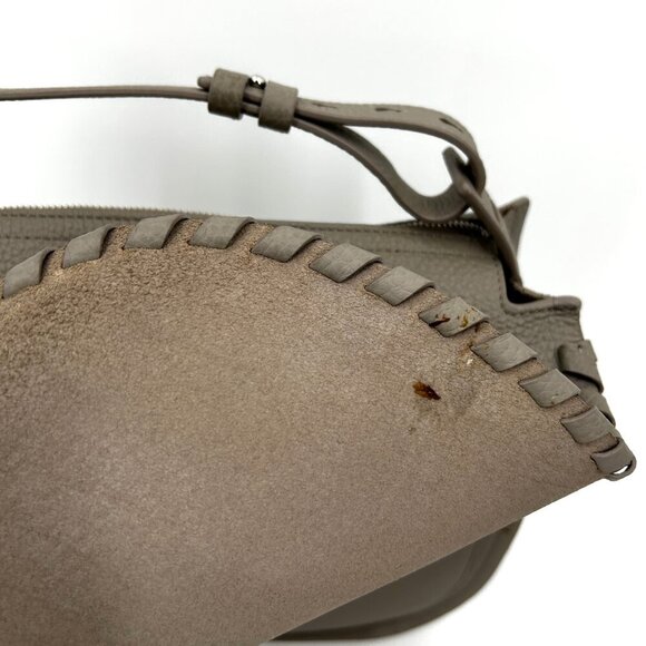 ALLSAINTS Gray Taupe Pebbled Leather Boho Western Crossbody Shoulder Bag Purse - Picture 5 of 16